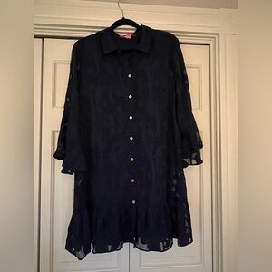 NWOT Lily Pulitzer Linley Coverup/tunic True Navy Poly Crepe Swirl sz L